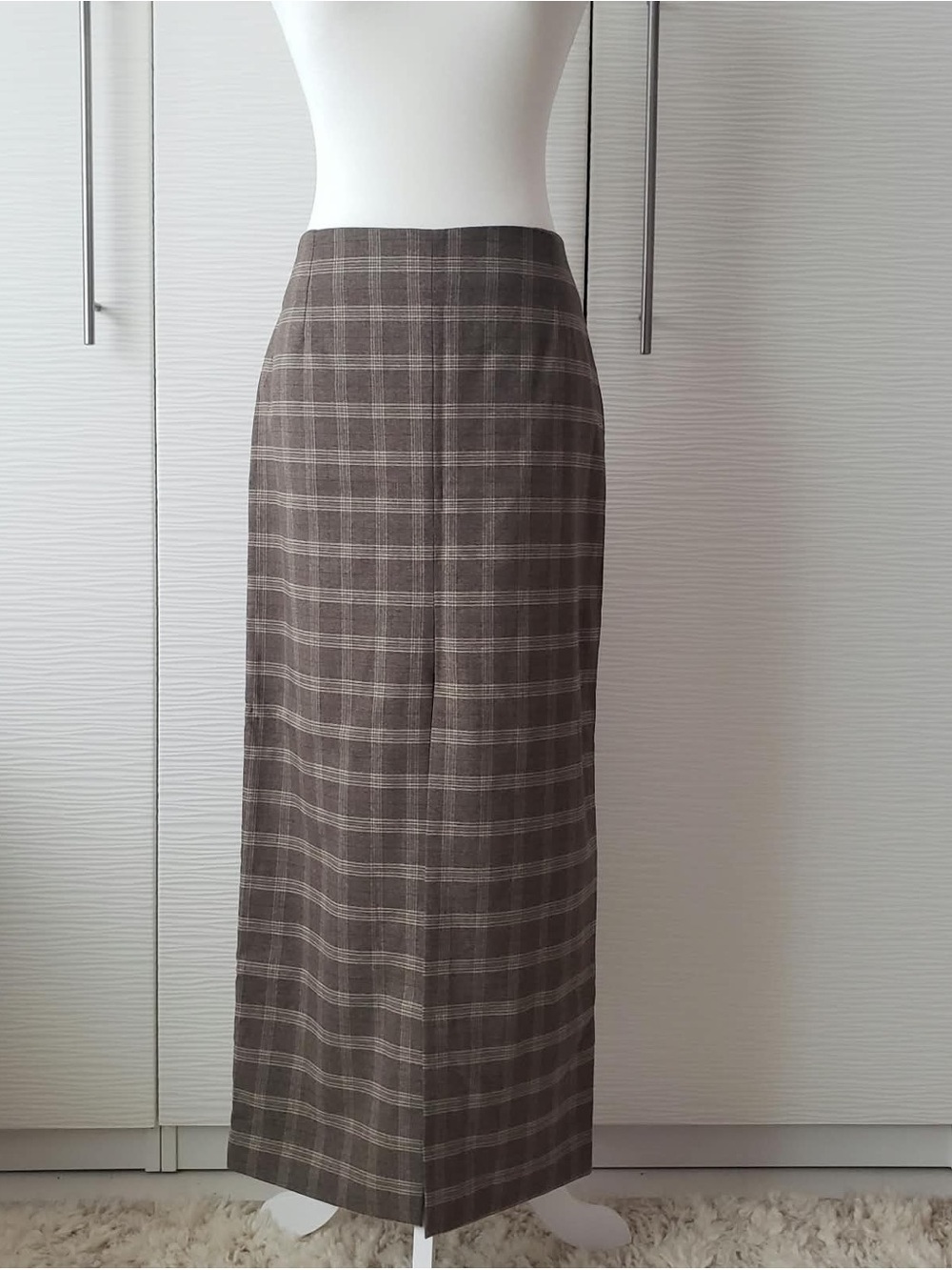 Mango Brown Plaid Maxi Skirt with Subtle Cream Check